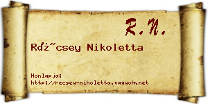 Récsey Nikoletta névjegykártya